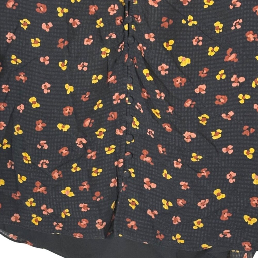 Madewell Silk Daylight Floral Blouse Tie Sleeve Button Front Top S M Cottagecore - Picture 7 of 10